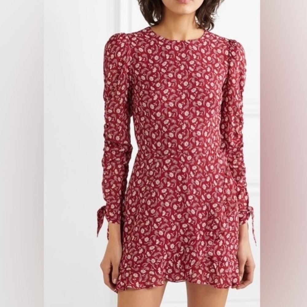 Reformation Lucita Floral Wrap Long Sleeves Mini‎ Dress Sz 0